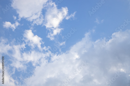 beautiful clouds on summer day  fill blue sky