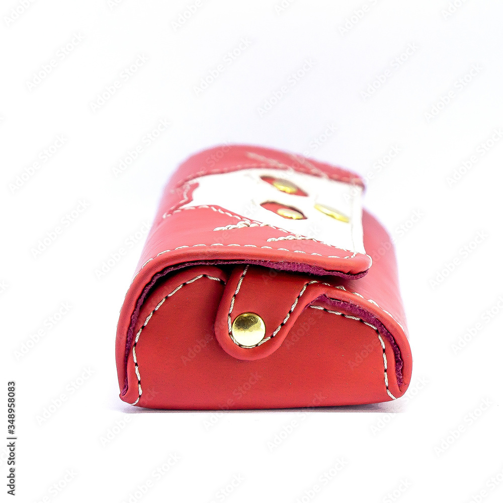 Genuine leather glasses case on white background isolated Genuine leather glasses case on white background isolated