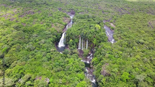 Aerial Waterfall with Drone in Colombia Jungle Cano Canoas (ID: 348959684)