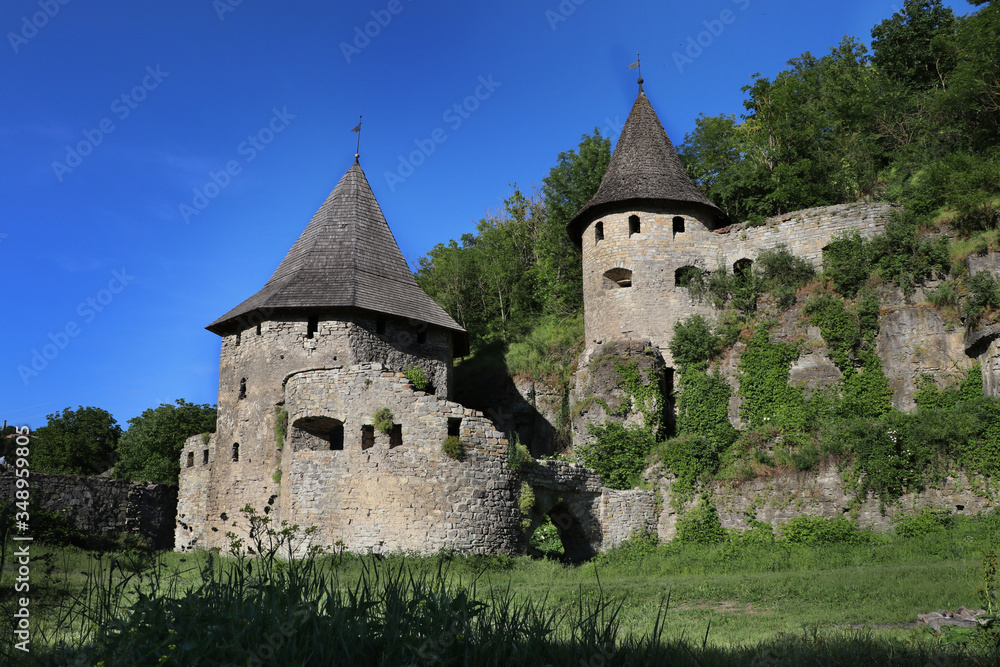 Ancient buildings and defense tower in Kamenets-Podolskiy in Ukraine