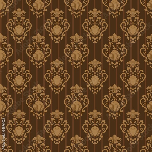 traditional brown damask pattern, vector design great for fabric , textile, wallpaper, packaging.