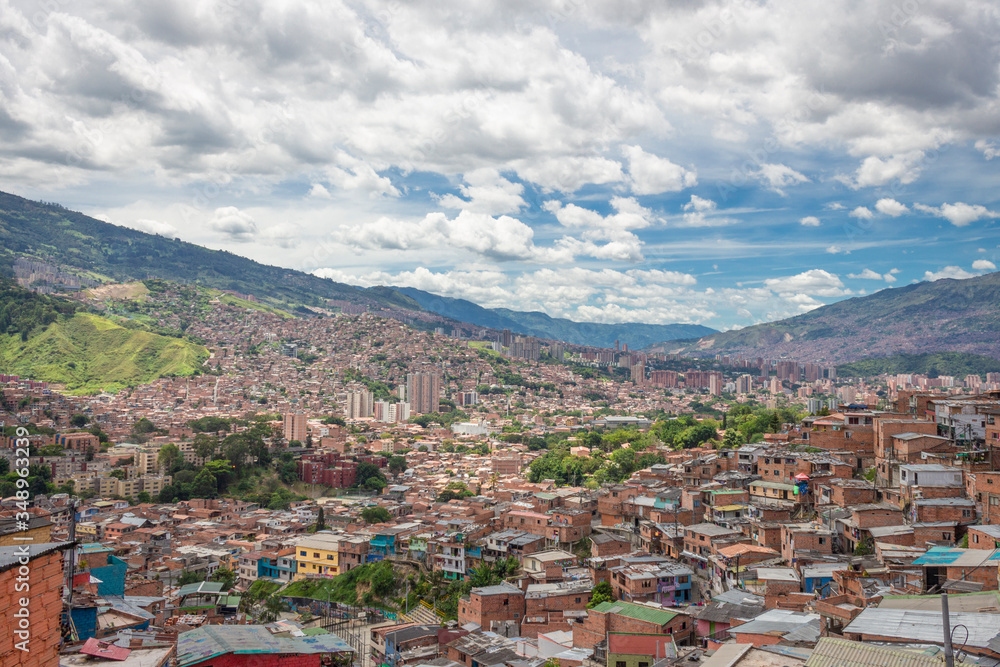 Medellín, Antioquia / Colombia August 07, 2017. La Commune No. 13 San Javier is one of the 16 communes of the city of Medellín, Colombia. It is located west of the Western Central Zone of the city
