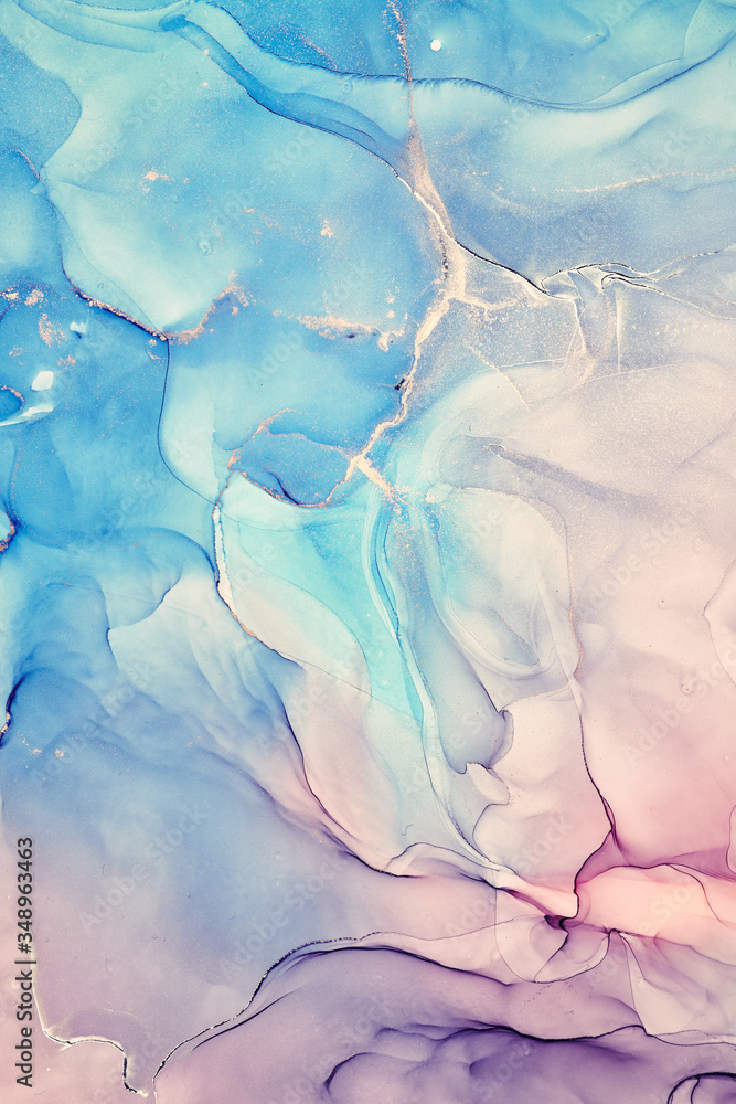 Naklejka premium Fluid Art . Abstract colorful background, wallpaper. Mixing acrylic paints. Modern art. Marble texture. Alcohol ink colors translucent