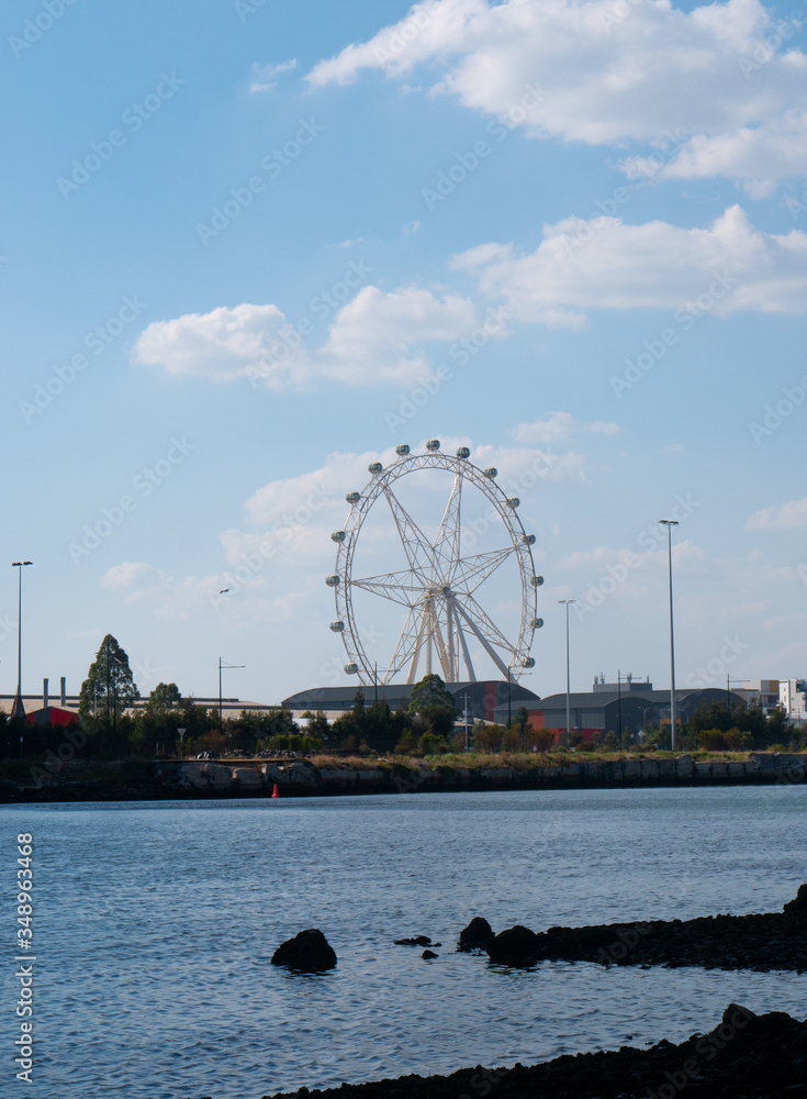Ferris wheel in melbourne on river