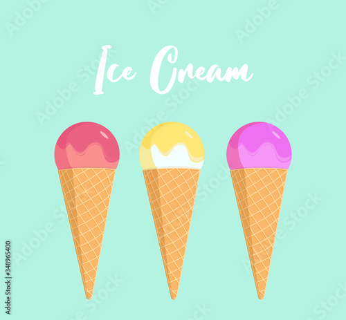 Vector illustration set of ice cream with different colors