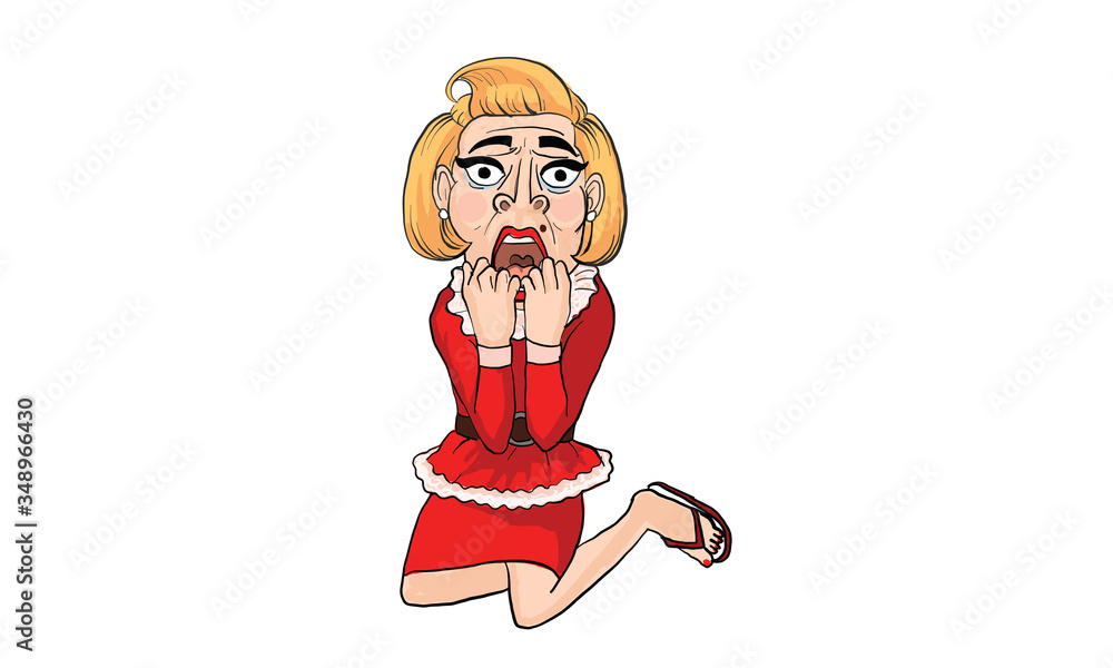 Naklejka premium woman action drawing, doodle drawing vector