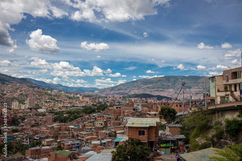Medellín, Antioquia / Colombia August 07, 2017. La Commune No. 13 San Javier is one of the 16 communes of the city of Medellín, Colombia. It is located west of the Western Central Zone of the city