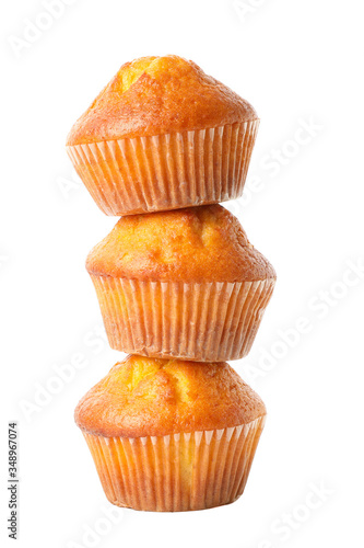 Delicious tasty muffins isolated on white background