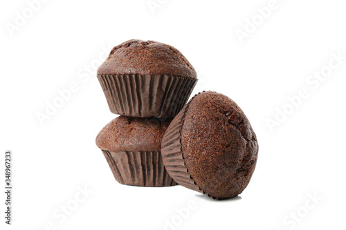 Papier peint Delicious chocolate muffins isolated on white background