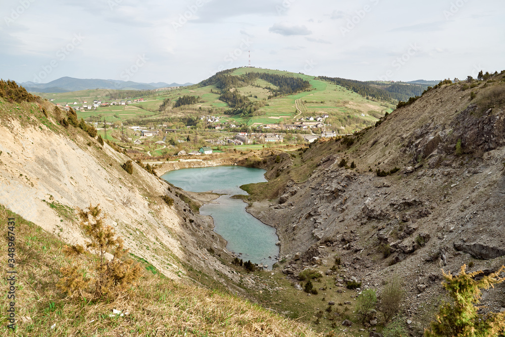 Obraz premium quarry lake rocks people outdoors and people beautiful place