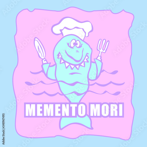 Vector drawing of a greedy shark