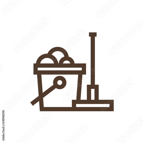Vector icon mop with bucket