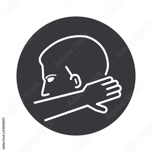 Hygiene Coronavirus icon - In die Armbeuge niesen oder husten