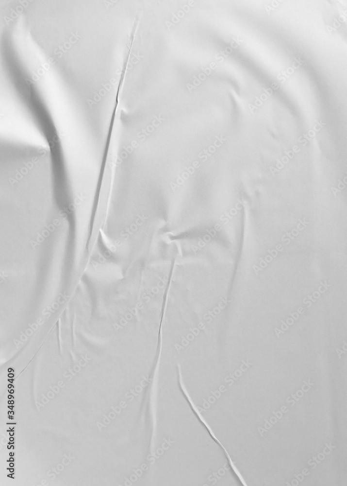 Glued paper for poster texture. Blank white crumpled and wrinkled paper template for background. Matted wet paper wrinkled for mockup posters Glued paper for poster texture. Blank white crumpled and wrinkled paper template for background. Matted wet paper wrinkled for mockup posters