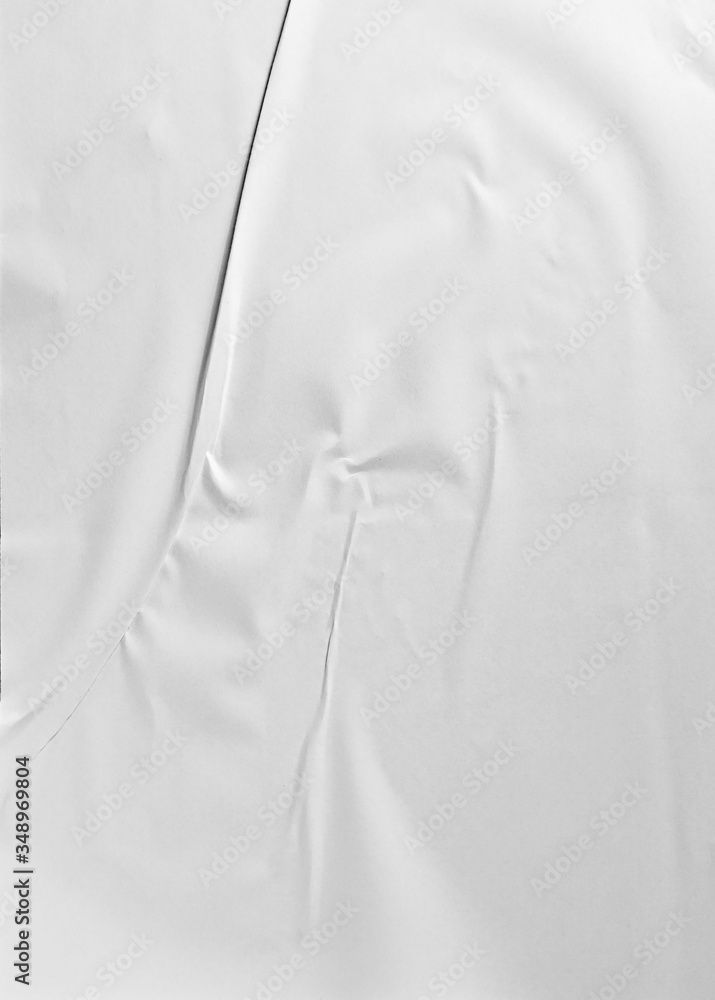 Glued paper for poster texture. Blank white crumpled and wrinkled paper template for background. Matted wet paper wrinkled for mockup posters Glued paper for poster texture. Blank white crumpled and wrinkled paper template for background. Matted wet paper wrinkled for mockup posters