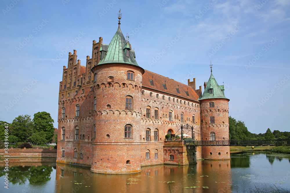 Egeskov Castle is located near Kvaerndrup, in the south of the island of Funen, Denmark. The castle is Europe's best preserved Renaissance water castle. Egeskov Castle is located near Kvaerndrup, in the south of the island of Funen, Denmark. The castle is Europe's best preserved Renaissance water castle.