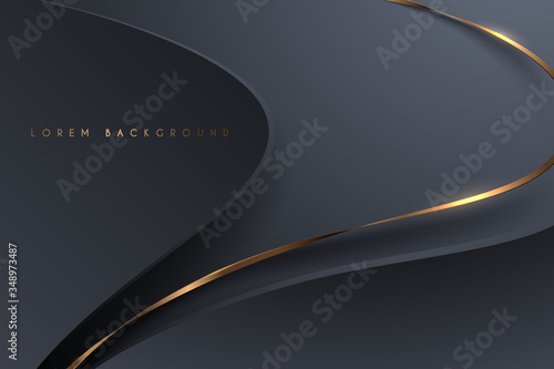 Abstract dark background with gold ribbon