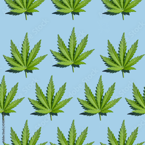 Cannabis leaf geometric seamless pattern.