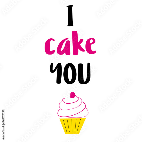 International Cake Day. July 20. Illustration of an inscription among cupcakes, cakes, and donuts. Suitable for greeting card, poster and banner. Baking, cooking concept