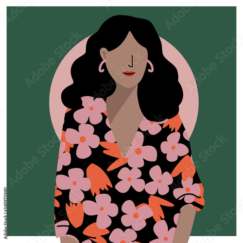 Simple portrait of woman in vector