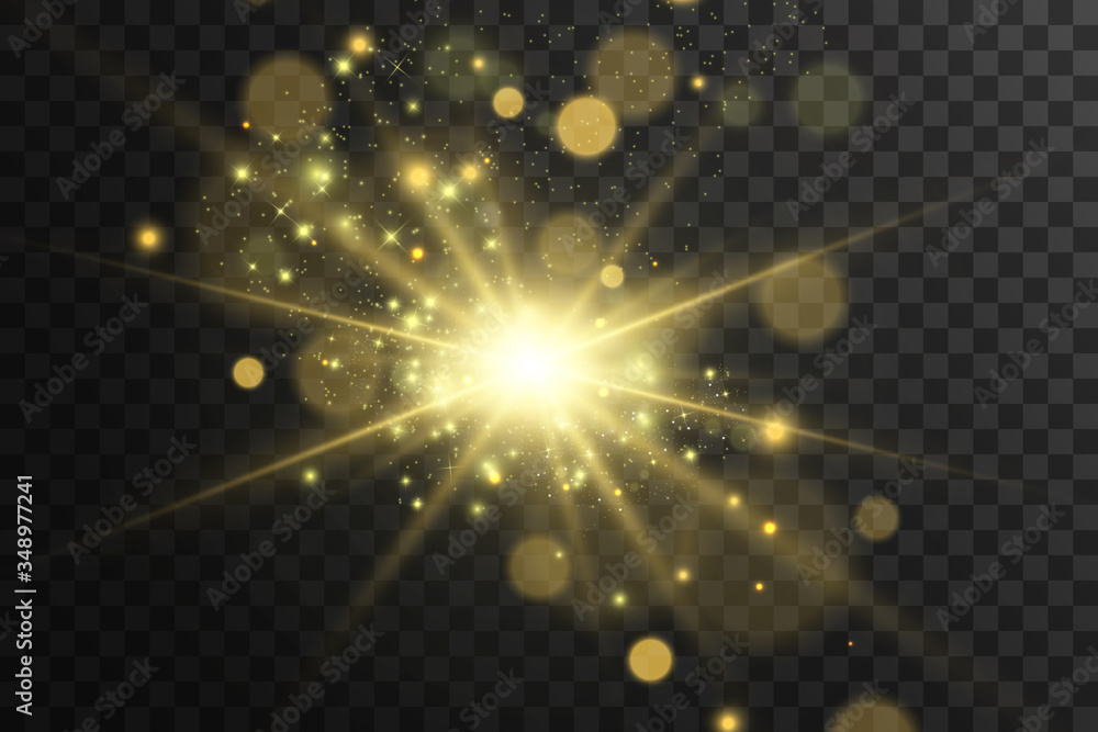 Naklejka premium Glow light effect. Star burst with sparkles.Sun. Vector illustration