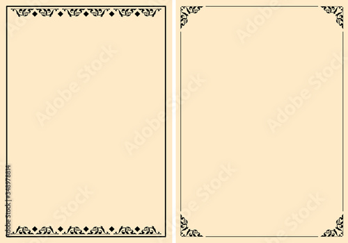 a4 beige backgrounds with ornamental frames - vector
