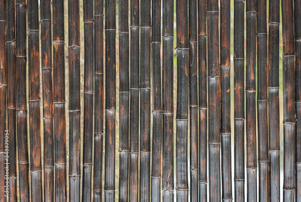 Obraz premium Bamboo fence textured background in vertical lines