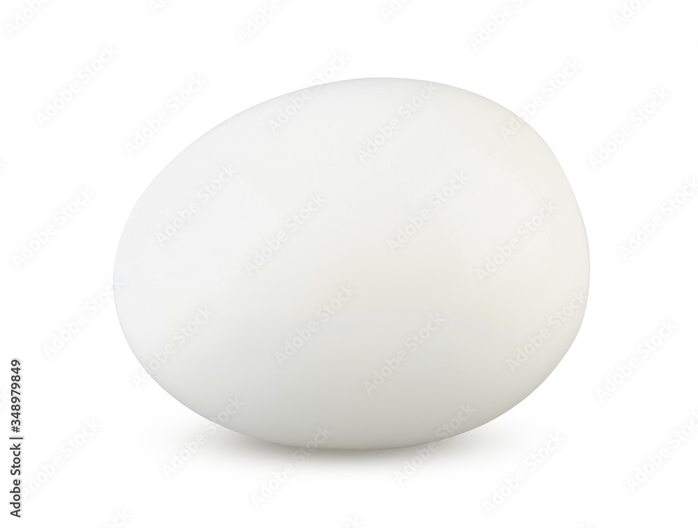 Boiled egg unshelled isolated on white background. Cooked chicken egg close up Boiled egg unshelled isolated on white background. Cooked chicken egg close up