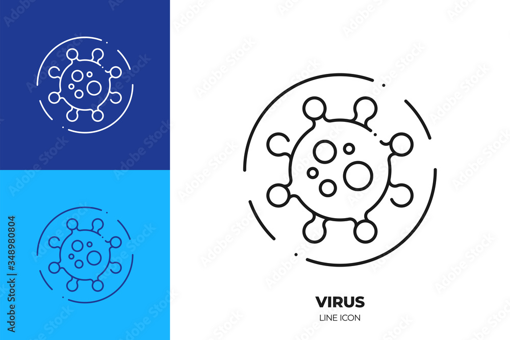 Virus cell line art vector icon. Outline symbol of microbe. Virus cell line art vector icon. Outline symbol of microbe.