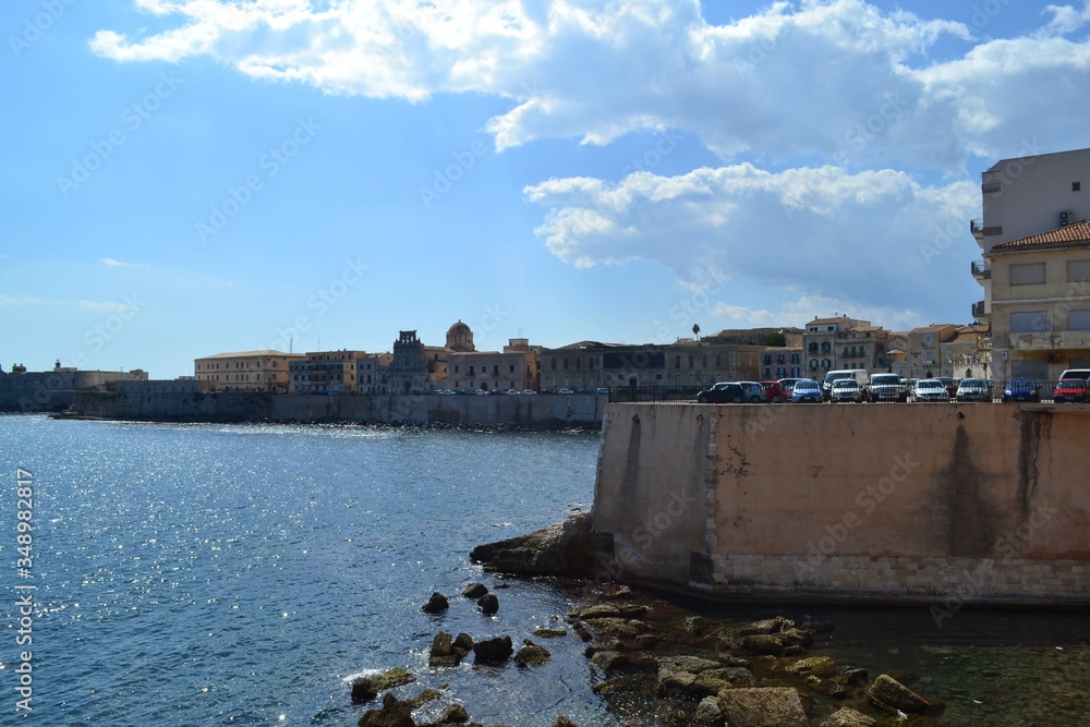 view of an old town with sea