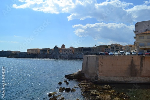 view of an old town with sea photo
