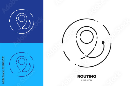 Navigation tag line art vector icon. Outline symbol of position marker.