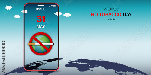 calendar 31 May alert on mobile, world NO TOBACCO DAY, Vector Illustration.