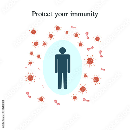 Healthy human immune system icon, protect your immunity, any healthy vector illustration
