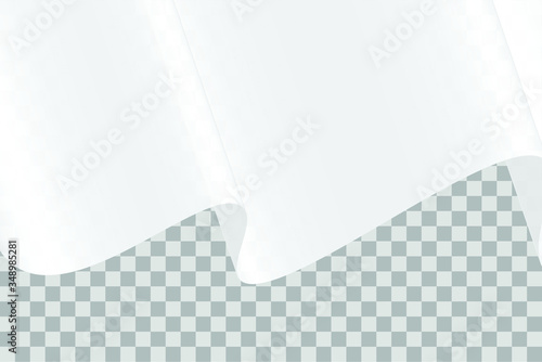 blank white waving flag mockup on transparent background