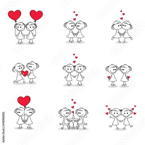 Stick Figures Same Sex Couple Lesbian Gay