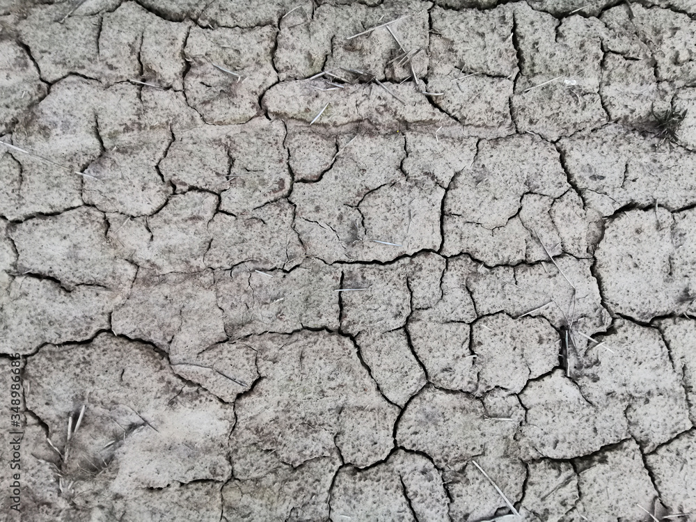 Drought cracked earth land on top view. Cracked earth on the field. Drought cracked earth land on top view. Cracked earth on the field.