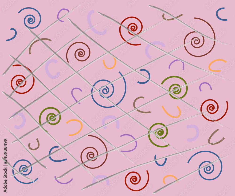 abstract pink background with spirals and arcs abstract pink background with spirals and arcs
