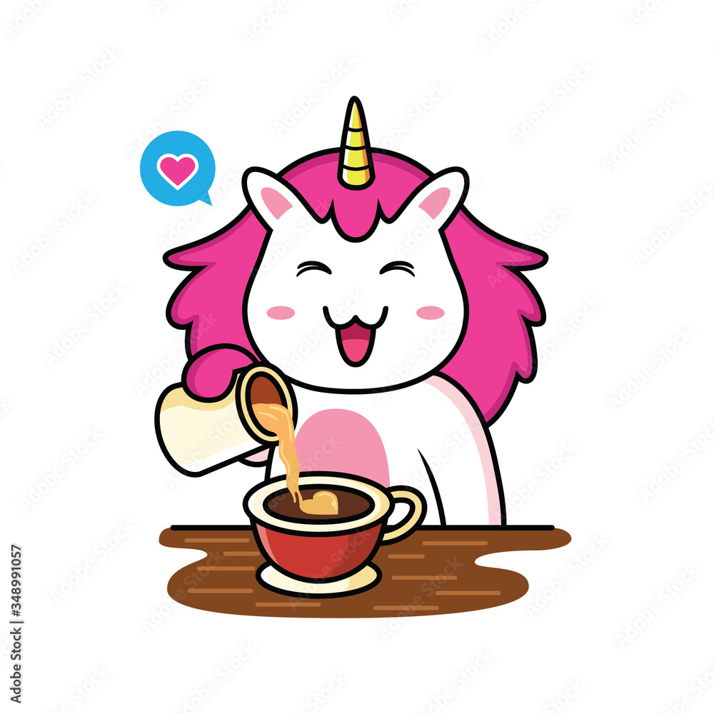 cute unicorn cartoon make a cup of coffee cute unicorn cartoon make a cup of coffee