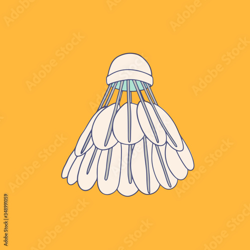 Badminton shuttlecock. Shuttlecock icon in flat cartoon style. Sports accessories. Badminton game equipment. Vector illustration isolated on white background