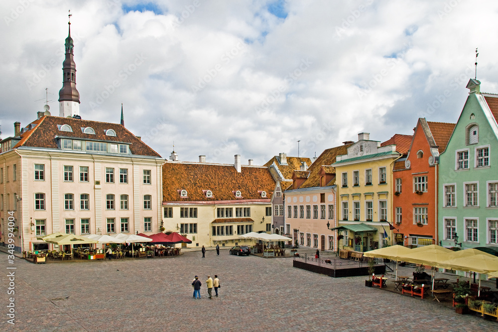 Town hall square with historic houses in Tallinn