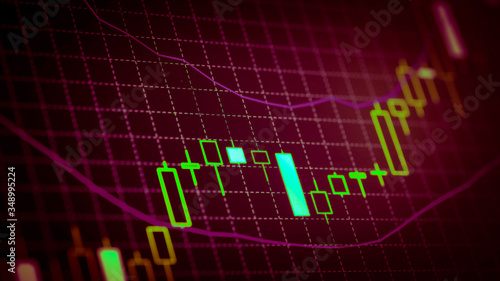 Candlestick chart Down trend of trading graph in graphic concept suitable for financial investment or Economic trends business idea and all art work design. Abstract finance background