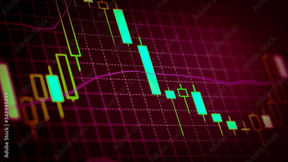 Candlestick chart Down trend of trading graph in graphic concept suitable for financial investment or Economic trends business idea and all art work design. Abstract finance background Candlestick chart Down trend of trading graph in graphic concept suitable for financial investment or Economic trends business idea and all art work design. Abstract finance background