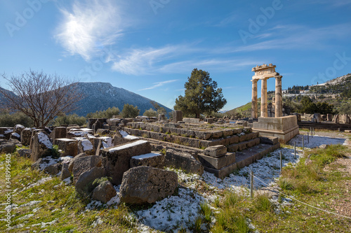 Wallpaper Mural Ruins of Athena pronaia temple in Delphi with snow Torontodigital.ca