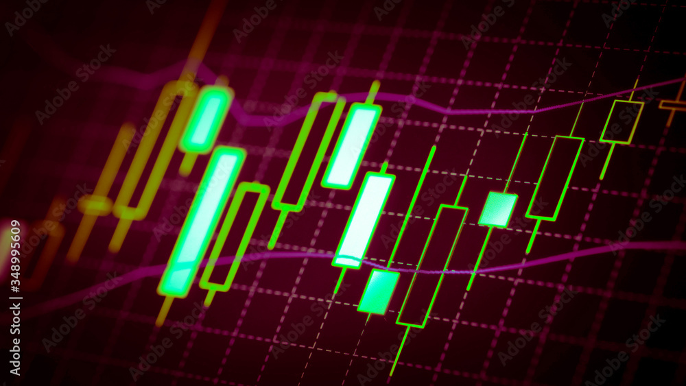 Fototapeta premium Candlestick chart Down trend of trading graph in graphic concept suitable for financial investment or Economic trends business idea and all art work design. Abstract finance background