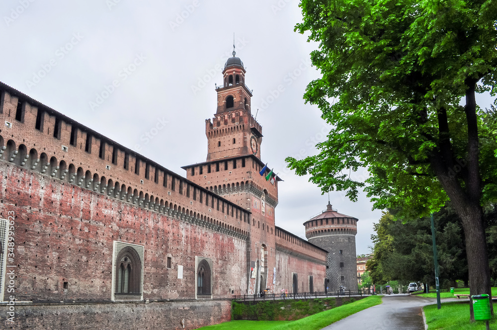 Sforza Castle (Castello Sforzesco) in Milan, Italy