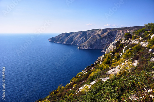 Coast with a rocky cliff on the island of Zakynthos.. © GKor