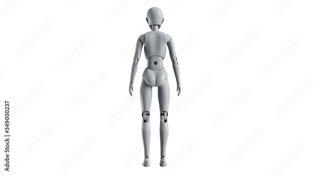 Mannequin female model woman isolated, back view. 3D rendering Mannequin female model woman isolated, back view. 3D rendering