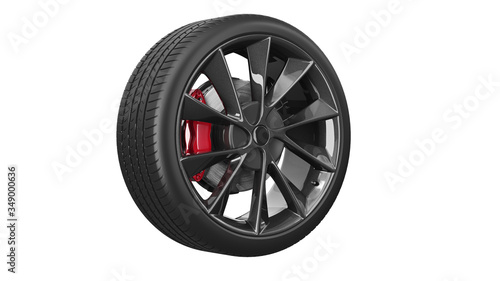 Wheel tyre disk protect car. 3D rendering