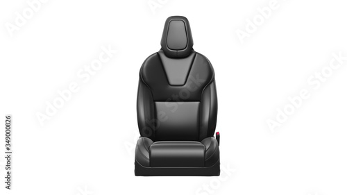 Seat car chair leather automobile, front view. 3D rendering photo